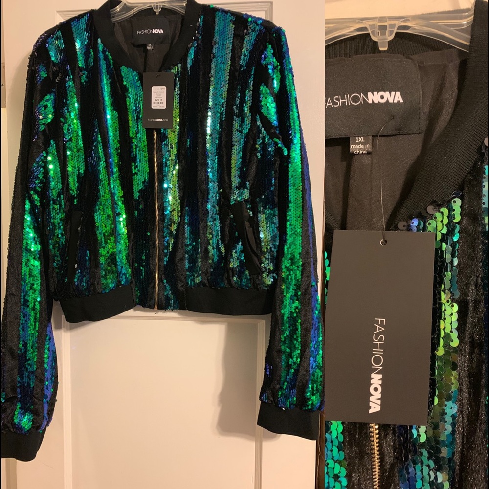 Sequin Bomber jacket size 1x